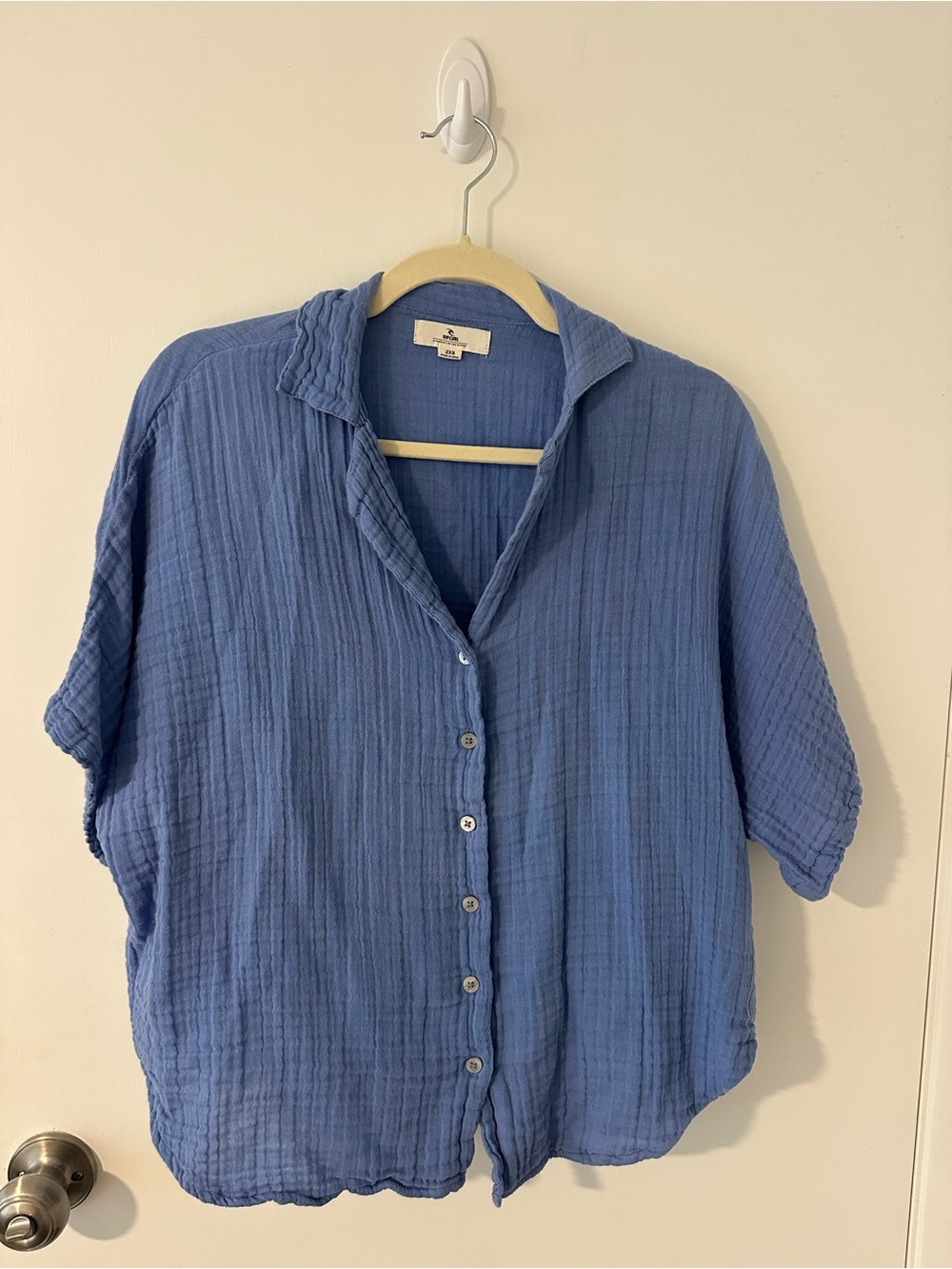 Rip Curl Blue Button-Front Gauze Shirt